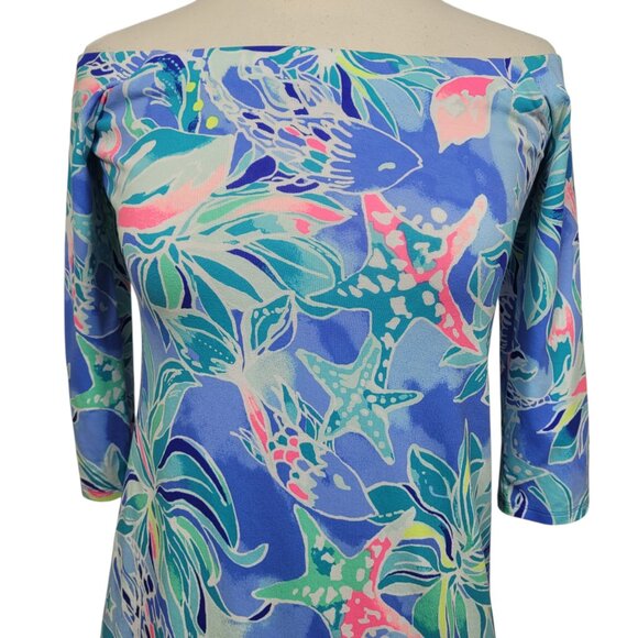 Lilly Pulitzer Laurana Off Shoulder Dress XS Bennet Blue Celestial Seas NWT - Picture 3 of 10